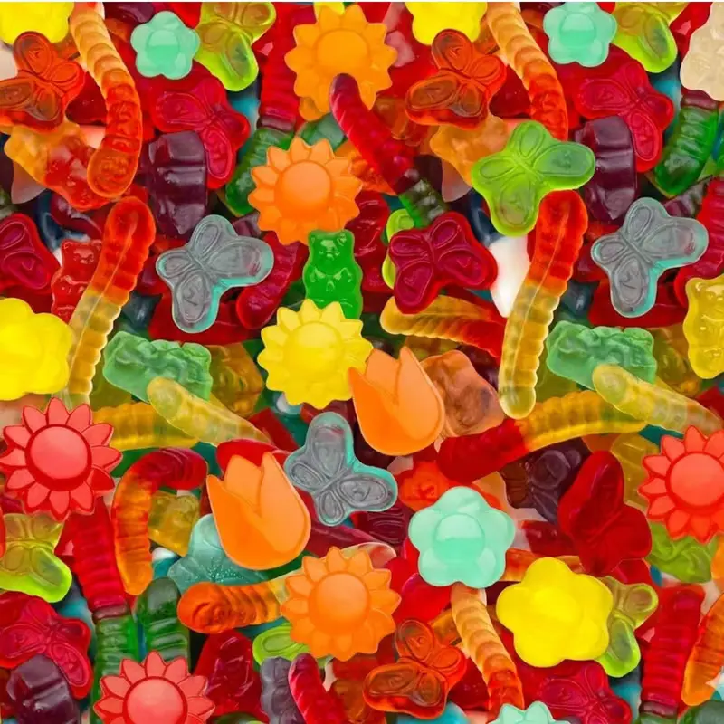 Albanese Sweet Gummy Mix 4-Variety Medley Gummi Worms, Bears, Flowers, Butterflies. - 1lb Bulk Bag Soft Chewy Fruit